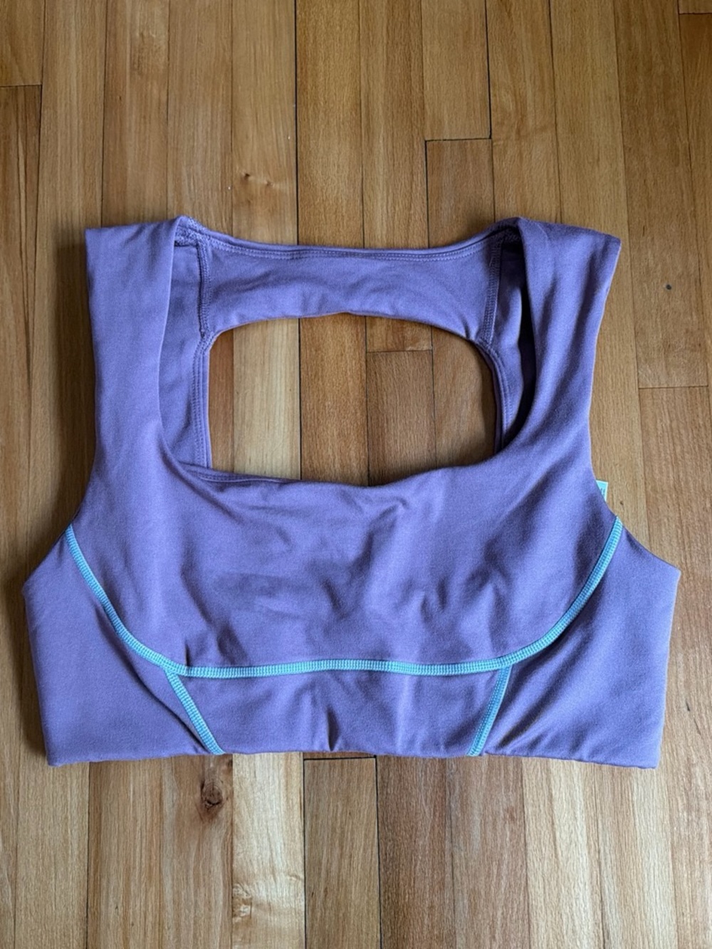 Free People Lavender Scoop-Back Sports Bra with Mint Trim